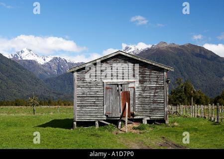 Old Farm Building near Fox Glacier West Coast South Island New Zealand Stock Photo