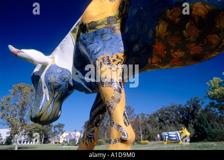 Colourful cow sculptures, Sheparton, Victoria, Australia Stock Photo