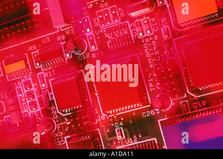 Printed Circuit and Components on computer hard diskdrive controller circuit board Stock Photo