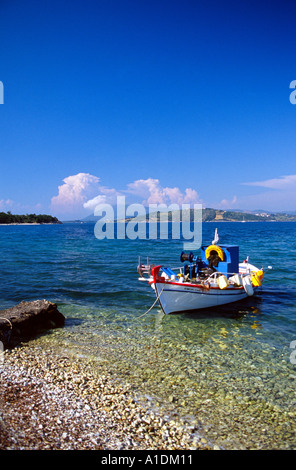 Fishing Boat Moored Nidri Lefkas, Lefkada, Greece Stock Photo