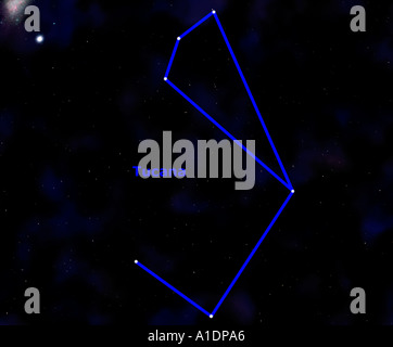 Tucana Constellation Showing Name And Sign Stock Photo