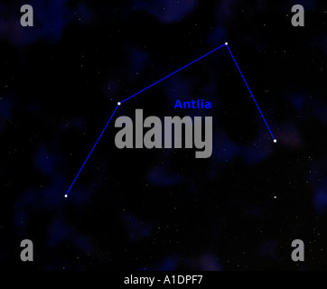 Antlia Constellation Showing Name And Sign Stock Photo