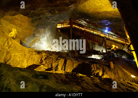 Kopalnia solna Wieliczka salt mine, staircase in salt cave, Poland 2006 Stock Photo