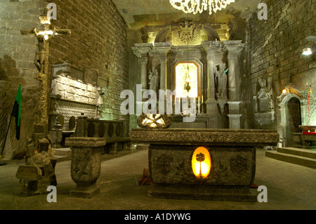 Kopalnia solna Wieliczka salt mine, altar in St. King chapel, Poland Stock Photo