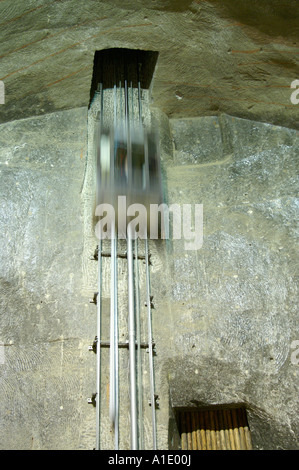 Kopalnia solna Wieliczka salt mine, modern elevator shaft in huge hall cavern, Poland 2006 Stock Photo