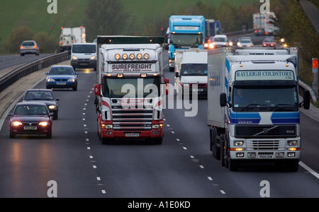 Traffic on M11 Motorway near Harlow Essex United Kingdom Stock Photo