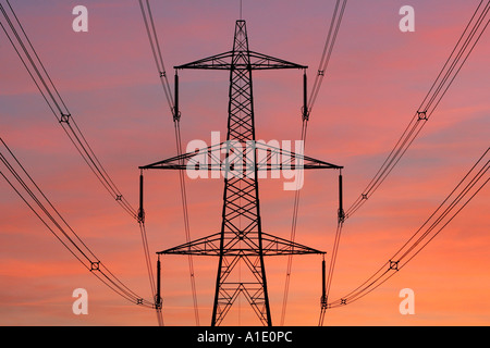 Electricity pylon and power cables near Burbage Leicestershire United Kingdom Stock Photo