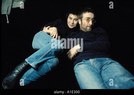 John Lennon and Yoko Ono in London 1970 Stock Photo