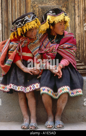 PERU Ocongate indian girls Cuzco Stock Photo