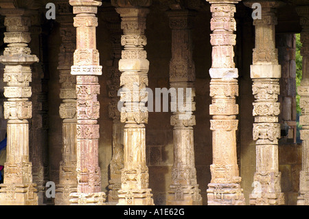 Collonade portico at Qutb Minar ancient archaeological complex in New Delhi, India Stock Photo