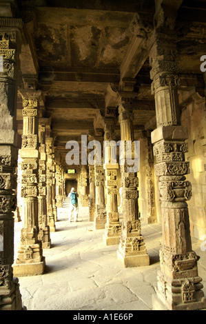 Collonade portico at Qutb Minar ancient archaeological complex in New Delhi, India Stock Photo