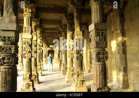 Collonade portico at Qutb Minar ancient archaeological complex in New Delhi, India Stock Photo