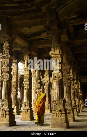 Collonade portico at Qutb Minar ancient archaeological complex in New Delhi, India Stock Photo