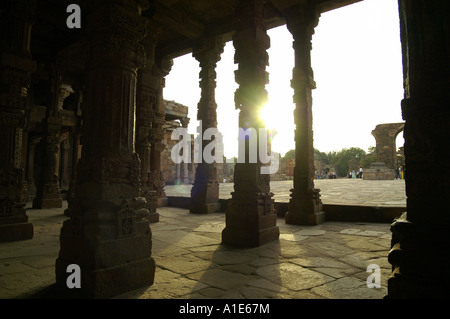 Collonade portico at Qutb Minar ancient archaeological complex in New Delhi, India Stock Photo