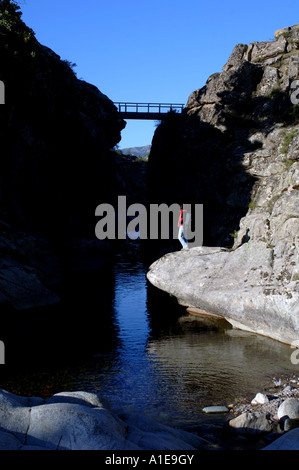 bridge over river Golo, France, Corsica Stock Photo