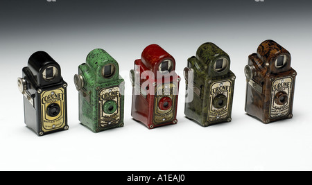 Row of five Coronet Midget Cameras Stock Photo