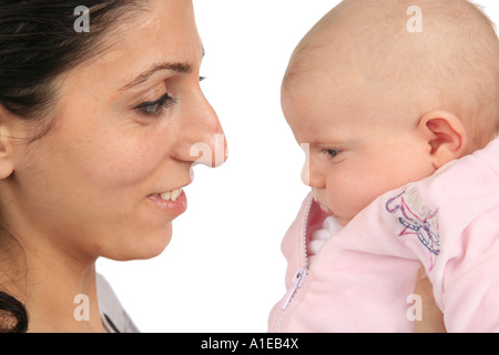 portrait of a woman and a baby Stock Photo