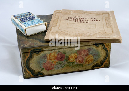 cigarette packet collectors A collectors tin and old and historical cigarette packet and album Stock  Photo
