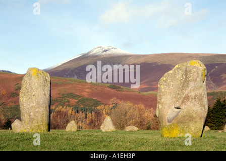 Doug Blane Castlerigg Stone Circle and Blencathra Saddleback near Keswick in the English Lake District National Park Cumbria Stock Photo