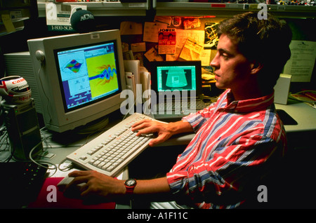 Computer specialist Joe Murphy at his desk at the National Institutes of Health in Bethesda Maryland model released Stock Photo
