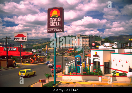 Taco Bell and Pizza Hut fast food restaurants in Tegucigalpa Honduras Stock Photo