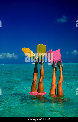 In the lagoon at Matira Beach on Bora Bora We have extensive files on all of the Society Islands Stock Photo