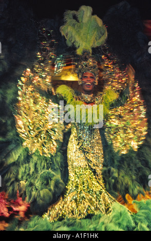 Rio de Janeiro, Brazil. Samba dancers during the carnival parade; woman
