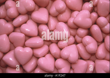 Tiny heart shaped soaps made from coconut oil in Tahiti, French Polynesia Stock Photo