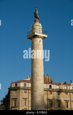 Colonna di Traiano Trajan's Column dating AD 113 that commemorates Roman emperor Trajan's victory in the Dacian Wars, in Rome Italy Stock Photo