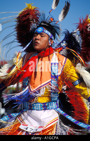 Fancy Dancer at Crow Fair Montana Powwow USA Stock Photo