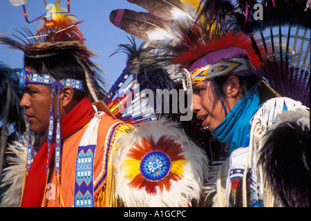 Fancy Dancers at Crow Fair Montana Powwow USA Stock Photo