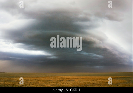 Dark storm clouds over Colorado field USA Stock Photo
