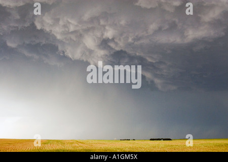 Huge storm clouds over Kansas field USA Stock Photo