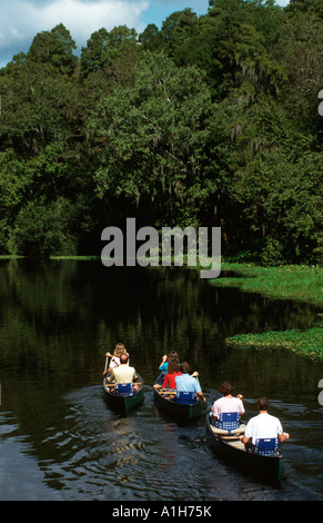 Canoes on the Hillsborough River State Park Florida Stock Photo