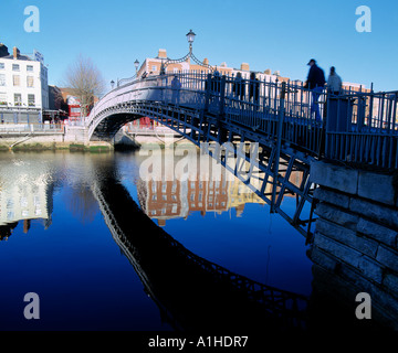 old pedestrian toll bridge crossing over one of irelands famous rivers Stock Photo