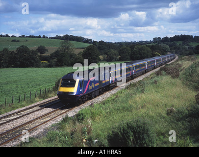 First Great Western High Speed Train near Wyke Champflower in Dorset. 2004. Stock Photo
