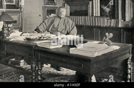 Dumas fils seen here in his study. Alexandre Dumas The Younger, 1824 - 1895.  French author, son of Dumas père. Stock Photo