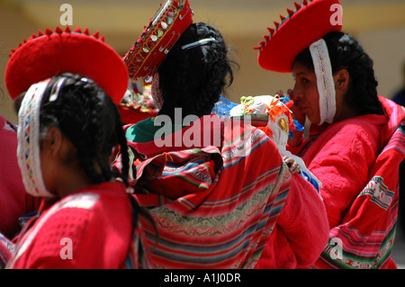 Group of women in traditional dresses, Peru Stock Photo