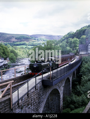 Llangollen to Corwen Railway at Berwyn Station Vale of Llangollen Denbighshire North Wales UK United Kingdom Europe Stock Photo