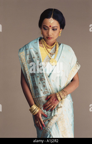 indian assamese bride in traditional wedding dress of assam india a1j2r2