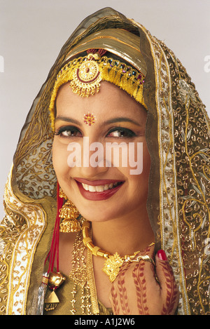 Indian Kashmiri bride in traditional wedding dress of Kashmir India MR#142 Stock Photo