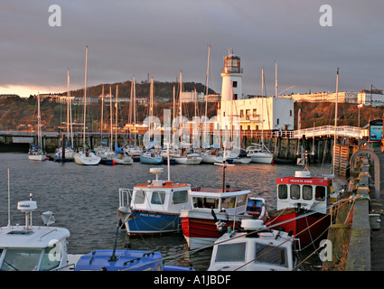 Scarborough Outer Harbour and Lighthouse North Yorkshire UK Stock Photo