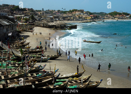 Cape Coast harbour and bay from Cape Coast Castle, Ghana, West Africa Stock Photo