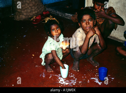 Children from the Slums being fed Kolkata India Stock Photo