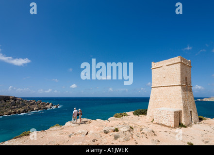 Old Tower between Ghajn Tuffieha Bay and Golden Bay, Malta Stock Photo