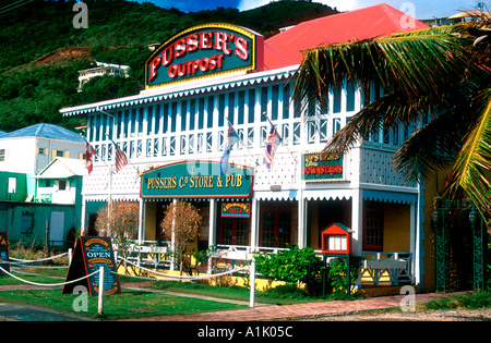 Pussers pub and store, Road Town Tortola British Virgin Islands Caribbean Stock Photo