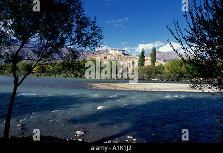 Stakna monastery on Indus river Ladakh India Stock Photo