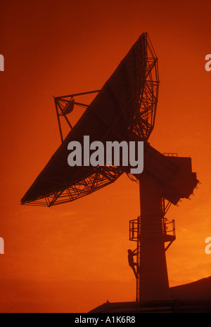 silhouette of earth station dish used for communications Stock Photo