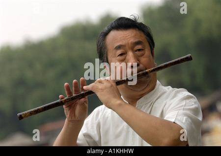 Beijing residents play Chinese folk musical instrument 2006 Stock Photo