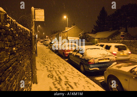 Freak snowstorm blizzard in Cirencester Stock Photo